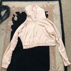 pink cropped hoodie